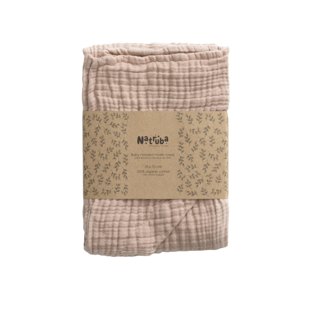 Muslin baby hooded bathtowel Powder